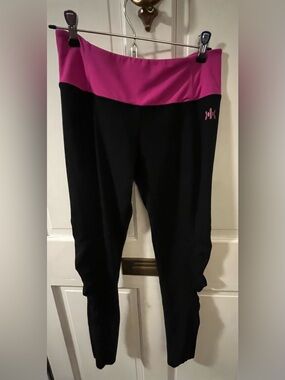 Zaggora Hot Pants Black & Pink Neoprene Thermo Weight Loss Leggings - Size M